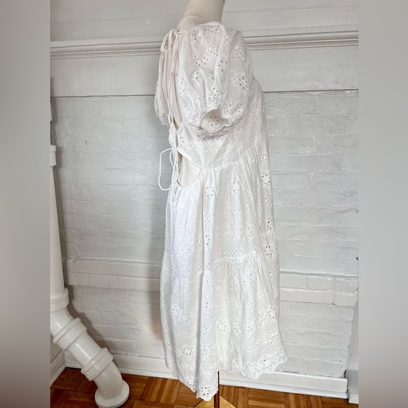 Amylynn White Coco Dress Borderie Anglaise Lace Cotton Dress Eyelet Baby Doll - Picture 9 of 15